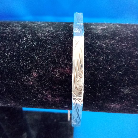 Vintage 925 silver engraved octagon bangle bracelet. - Picture 4 of 7